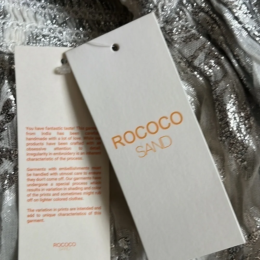 NEW Rococo Sand Metallic Halter Minidress - Picture 9 of 13
